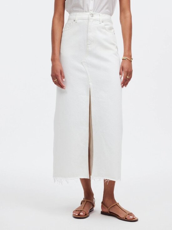 Madewell Dresses & Skirts - Madewell The Rilee Denim Midi Skirt in White - Size 27